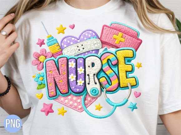 Cute Faux Embroidery Nurse Patch PNG Review for Apparel Designers