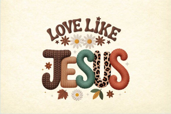 Love Like JESUS Knitted Embroidery PNG