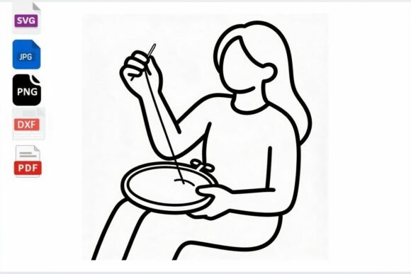Review: Embroidery Hoop Woman Line Art SVG for Real Embroidery Projects